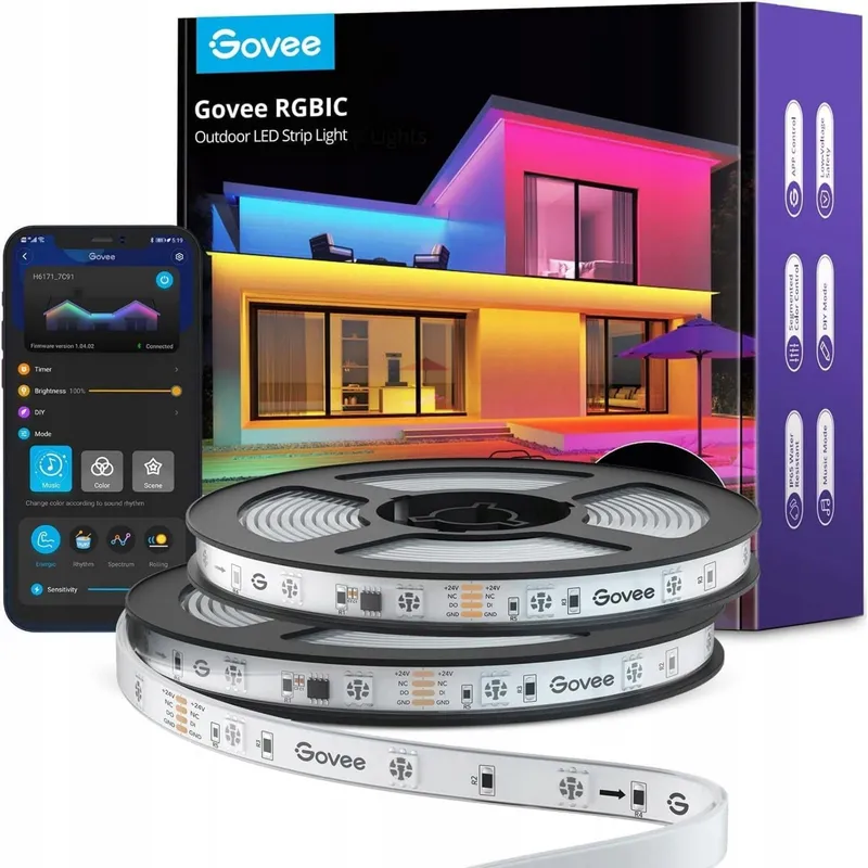 GOVEE Buiten LED Strip 20m IP65 RGBIC Alexa App Muziek Tuin Balkon — foto 1