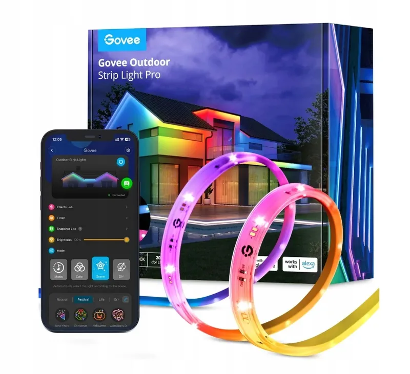 GOVEE Buiten LED Strip 20m IP65 RGBIC Alexa App Muziek Tuin Balkon — foto 10