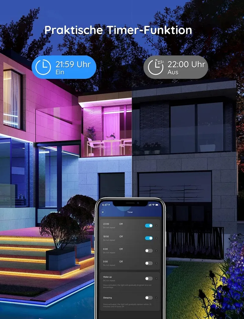 GOVEE Buiten LED Strip 20m IP65 RGBIC Alexa App Muziek Tuin Balkon — foto 8