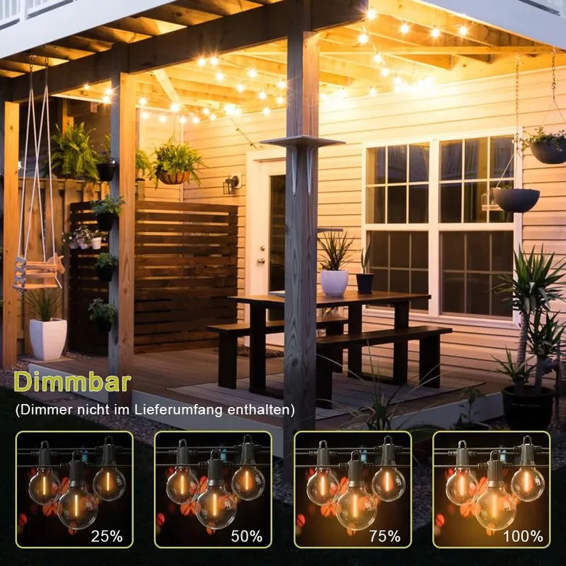 KAWAYA LED Lichtketting Buiten 30M 50+2 Lampen IP65 Warmwit — foto 2