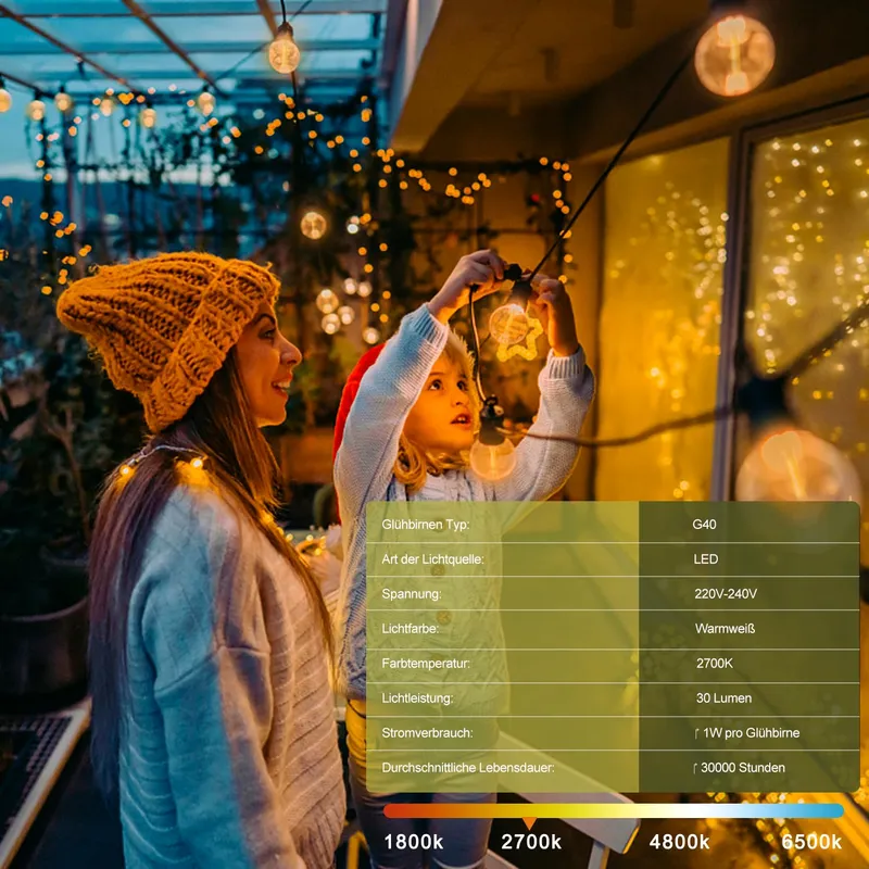 KAWAYA LED Lichtketting Buiten 30M 50+2 Lampen IP65 Warmwit — foto 3