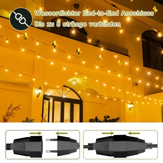 KAWAYA LED Lichtketting Buiten 30M 50+2 Lampen IP65 Warmwit — miniatuur 6