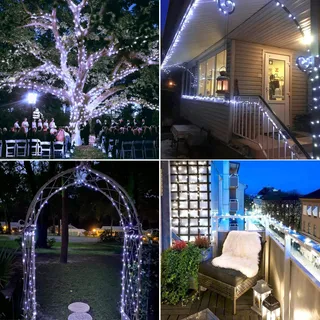 USEBER Solar Lichtsnoer 2x14M 120 LED Buiten Balkon Tuin — miniatuur 2