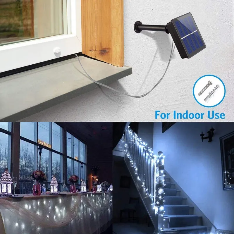 USEBER Solar Lichtsnoer 2x14M 120 LED Buiten Balkon Tuin — foto 4