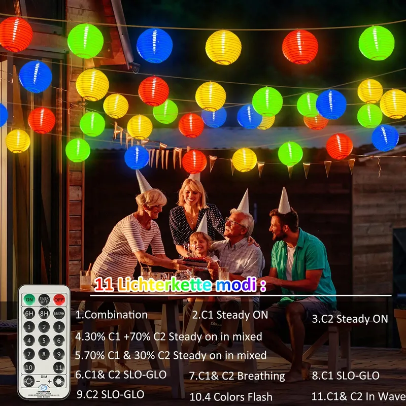 STARRYEVER LED Lampions Buiten 12M 11 Modi Afstandsbediening 40 LED — foto 2