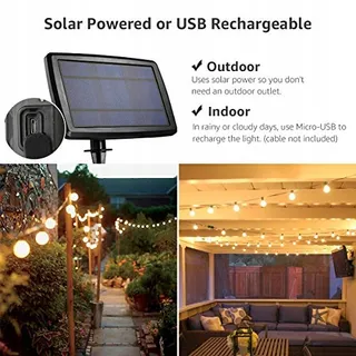 LE Solar Lichtsnoer Tuin 7,62M 25 LED USB Warmwit — miniatuur 2