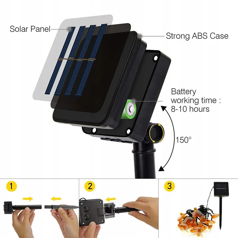 SOLAR Lichtsnoer 30 LED 5M 8 Modi Waterdicht Binnen Buiten — foto 6