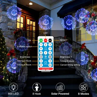 Solar Lichtsnoer 8-Pack Tuin Blauw 800 LED — miniatuur 3