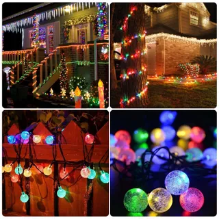 Solar Lichtsnoer 100 LED 18M IP65 Kristallen Bollen Buiten — miniatuur 9