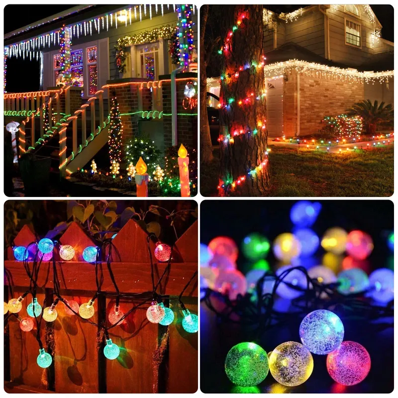 Solar Lichtsnoer 100 LED 18M IP65 Kristallen Bollen Buiten — foto 9