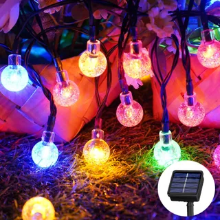 Solar Lichtsnoer 100 LED 18M IP65 Kristallen Bollen Buiten — miniatuur 1