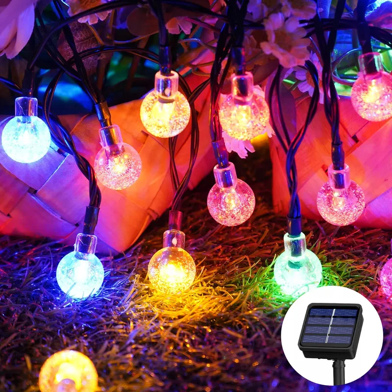 Solar Lichtsnoer 100 LED 18M IP65 Kristallen Bollen Buiten — foto 1
