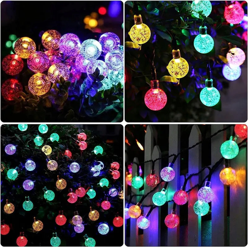 Solar Lichtsnoer 100 LED 18M IP65 Kristallen Bollen Buiten — foto 2