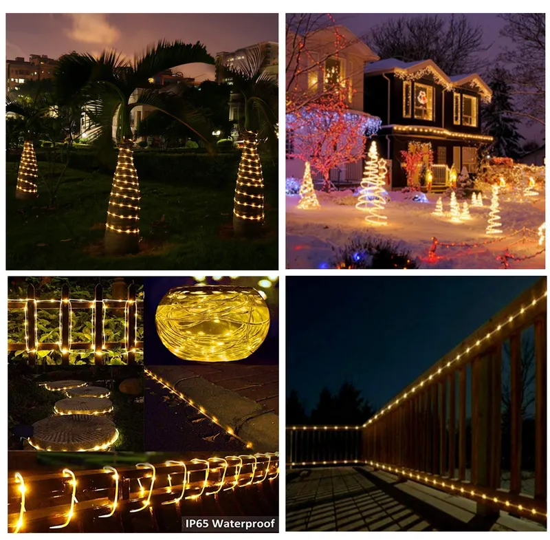 BXROIU Solar Lichtsnoer 10m 100 LED Waterdicht Buiten Kerst — foto 3