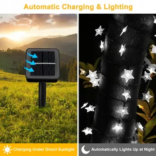 NINONLY Solar Lichtketting 14m 120 LED Sterren Buiten 8 Standen — miniatuur 4
