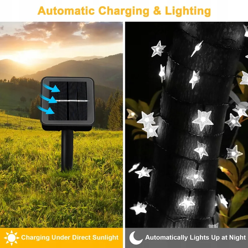 NINONLY Solar Lichtketting 14m 120 LED Sterren Buiten 8 Standen — foto 4
