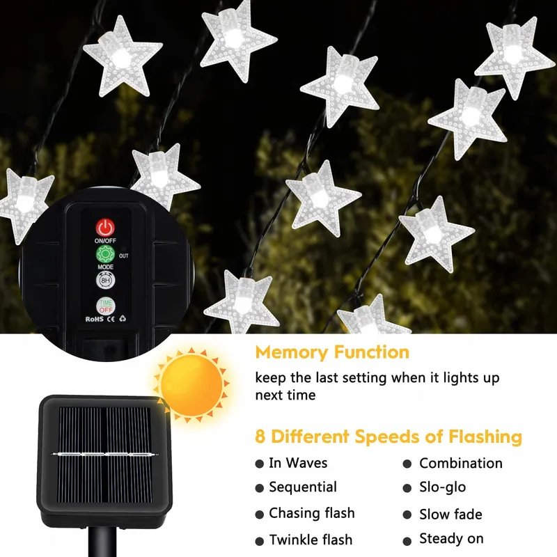 NINONLY Solar Lichtketting 14m 120 LED Sterren Buiten 8 Standen — foto 3