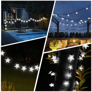 NINONLY Solar Lichtketting 14m 120 LED Sterren Buiten 8 Standen — miniatuur 6