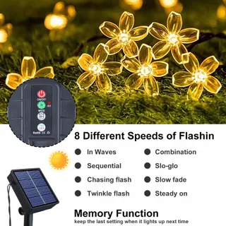 NINONLY Solar Lichtsnoer 14m 120 LED Bloemen Tuin Bruiloft — miniatuur 3