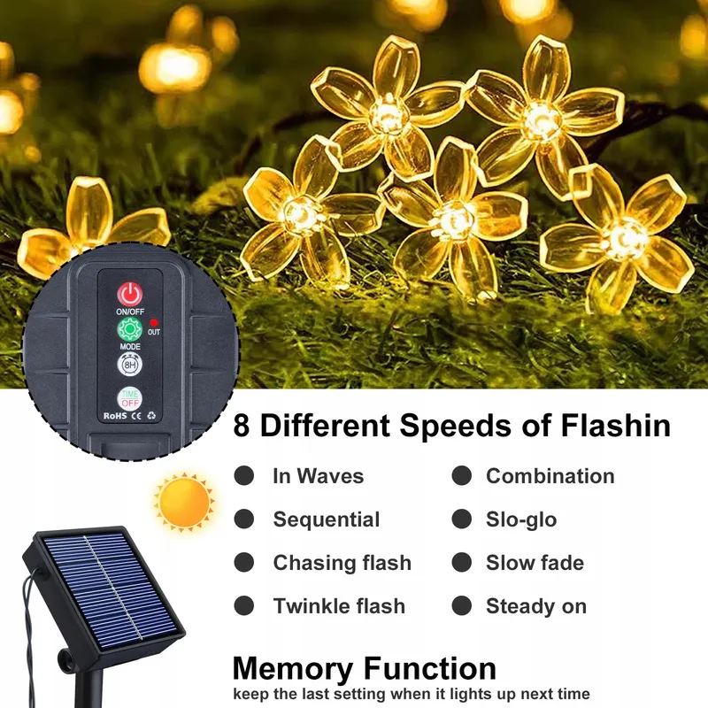 NINONLY Solar Lichtsnoer 14m 120 LED Bloemen Tuin Bruiloft — foto 3