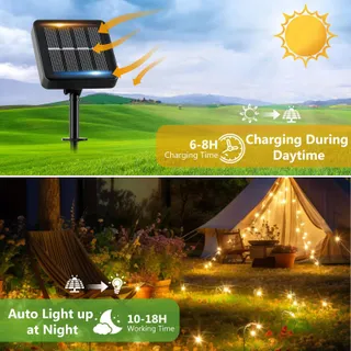 Solar LED Tuinlichtsnoer Waterdicht 3x12M 120LED — miniatuur 3