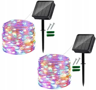 USEBER Set 2x14M 120 LED Solar Lichtsnoer Tuin Waterdicht — miniatuur 1