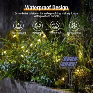 BTFARM Solar Lichtsnoer 2x15M 150 LED IP65 Waterdicht Warmwit — miniatuur 3