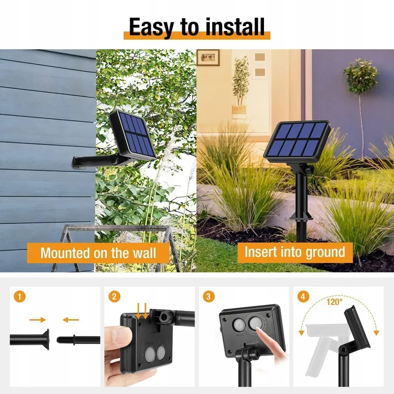 BTFARM Solar Lichtsnoer 2x15M 150 LED IP65 Waterdicht Warmwit — foto 7