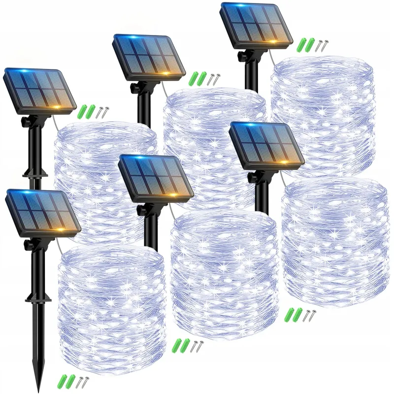 PEASUR 6x Solar Lichtsnoer 12M 120 LED IP65 Balkon Tuin — foto 1