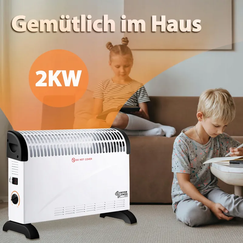 DONYER POWER Convector Kachel 2000W Regelbare Thermostaat V2 — foto 4