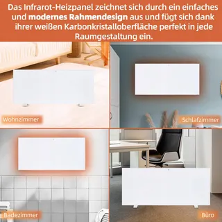 SHX Infrarood Verwarmingspaneel WiFi 700W Wandmontage Afstandsbediening — miniatuur 4