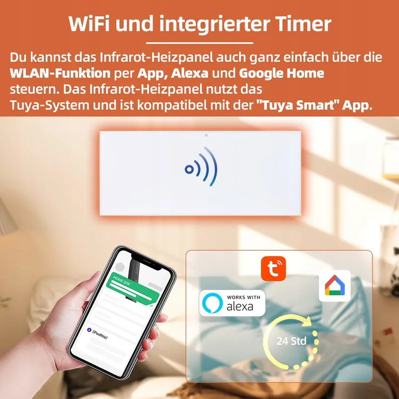 SHX Infrarood Verwarmingspaneel WiFi 700W Wandmontage Afstandsbediening — foto 3