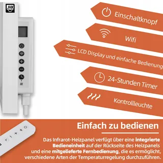SHX Infrarood Verwarmingspaneel WiFi 700W Wandmontage Afstandsbediening — miniatuur 6