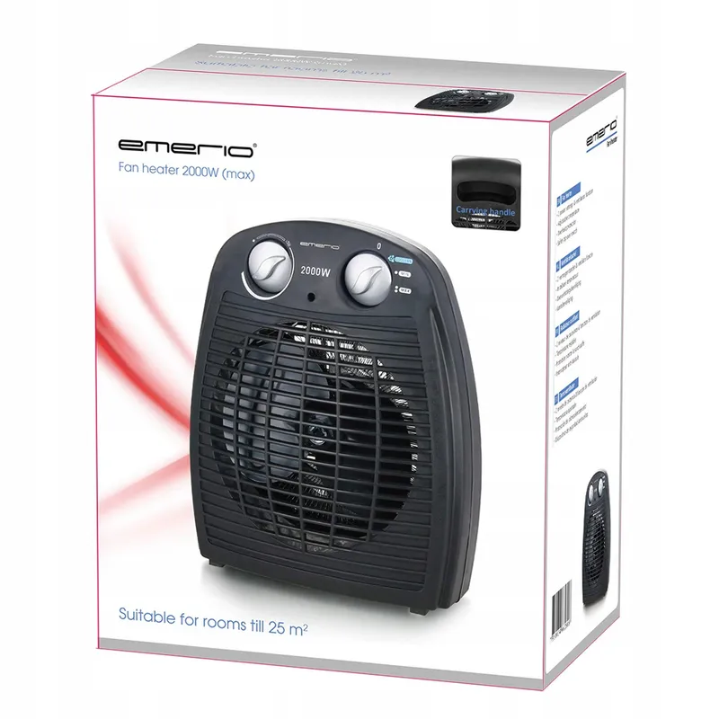EMERIO Compacte Draagbare Ventilatorkachel 2000W Thermostaat 20m² — foto 7