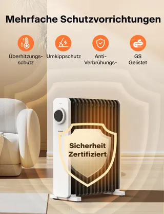 PELONIS Olieradiator 2500W 13 Ribben Thermostaat 3 Standen — miniatuur 6