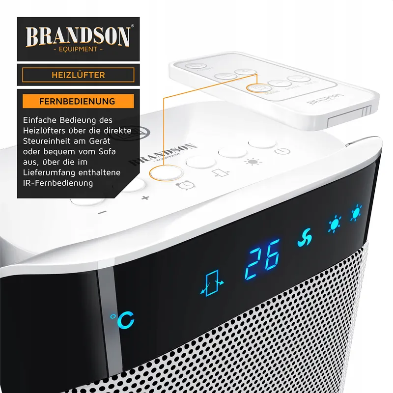 BRANDSON Ventilatorkachel Keramisch Afstandsbediening Badkamer — foto 2