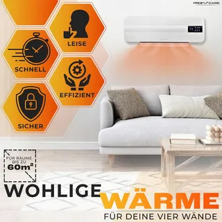 PROFICARE Elektrische Wandverwarming 60m² Afstandsbediening 1,5m Kabel — miniatuur 2