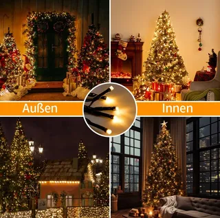 GRESONIC Kerstboomverlichting Waterdicht Clusterlichtsnoer 350 LED — miniatuur 7