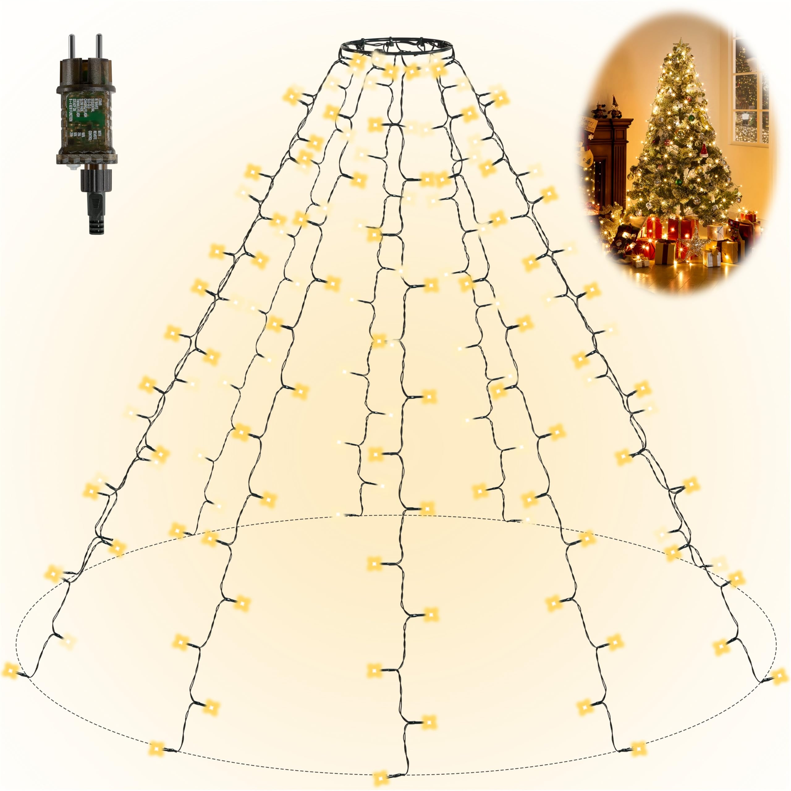 GRESONIC Kerstboomverlichting Waterdicht Clusterlichtsnoer 350 LED