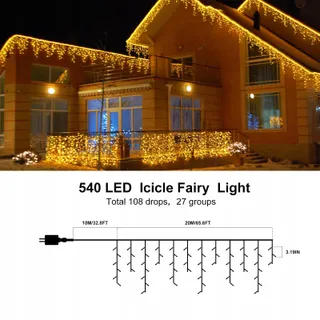 CERIAL Lichtgordijn Buiten 20M 540LED Warmwit — miniatuur 4