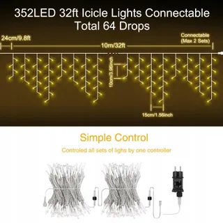 TARGETONE LED Lichtgordijn Warm Wit Buiten 10M 352 LED IP44 — miniatuur 6