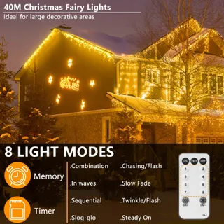 YAGOPAL Kerstverlichting Buiten Lichtsnoer 40M 320 LED — miniatuur 2