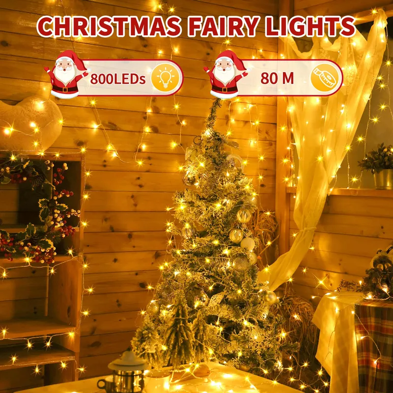 AURIOSTAR Kerstverlichting Buiten Lichtsnoer 80M 800 LED — foto 2
