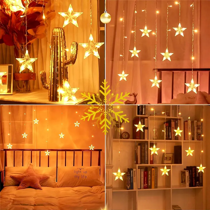 ALUUSY LED Lichtgordijn Sterren Kerst 3M 120 LED — foto 8
