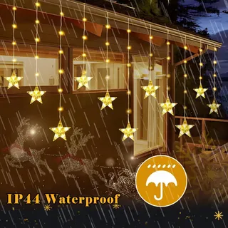 ALUUSY LED Lichtgordijn Sterren Kerst 3M 120 LED — miniatuur 6