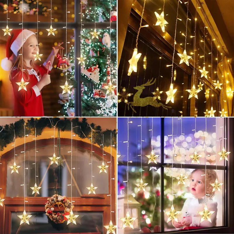 ALUUSY LED Lichtgordijn Sterren Kerst 3M 120 LED — foto 2