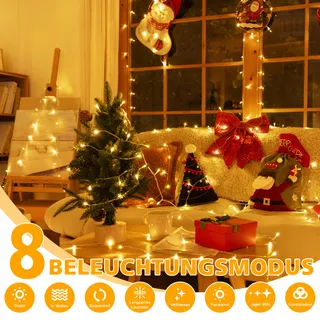 OLLNY Kerstverlichting Warmwit met Afstandsbediening 20M 200LED — miniatuur 4