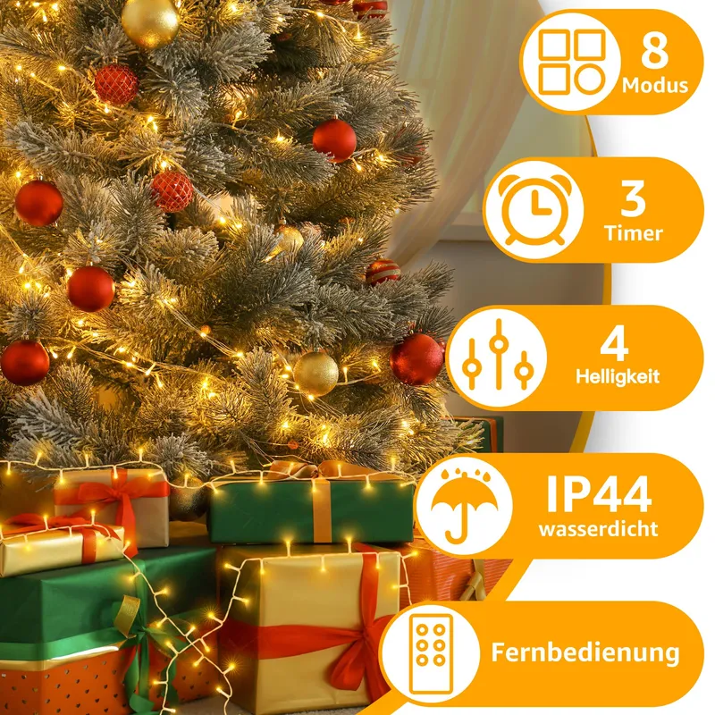 OLLNY Kerstverlichting Warmwit met Afstandsbediening 20M 200LED — foto 3