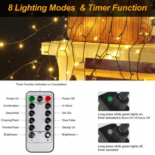 TACOBEY Kerstverlichting Waterdicht 8 Modi 20M 200 LED — miniatuur 3