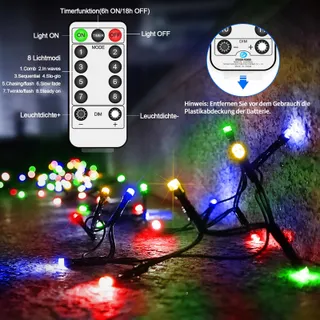 LYNNON LED Lichtketting Batterij Kleurrijk 2 Stuks 100 LED Buiten — miniatuur 3
